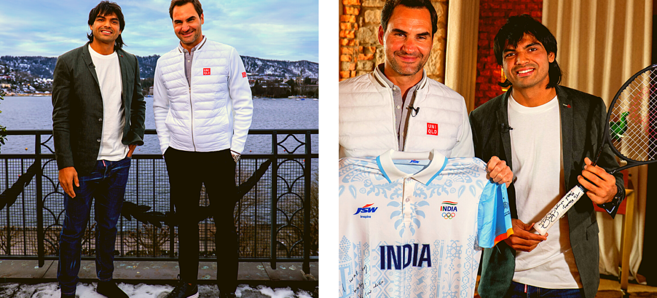 Roger Federer met Neeraj Chopra